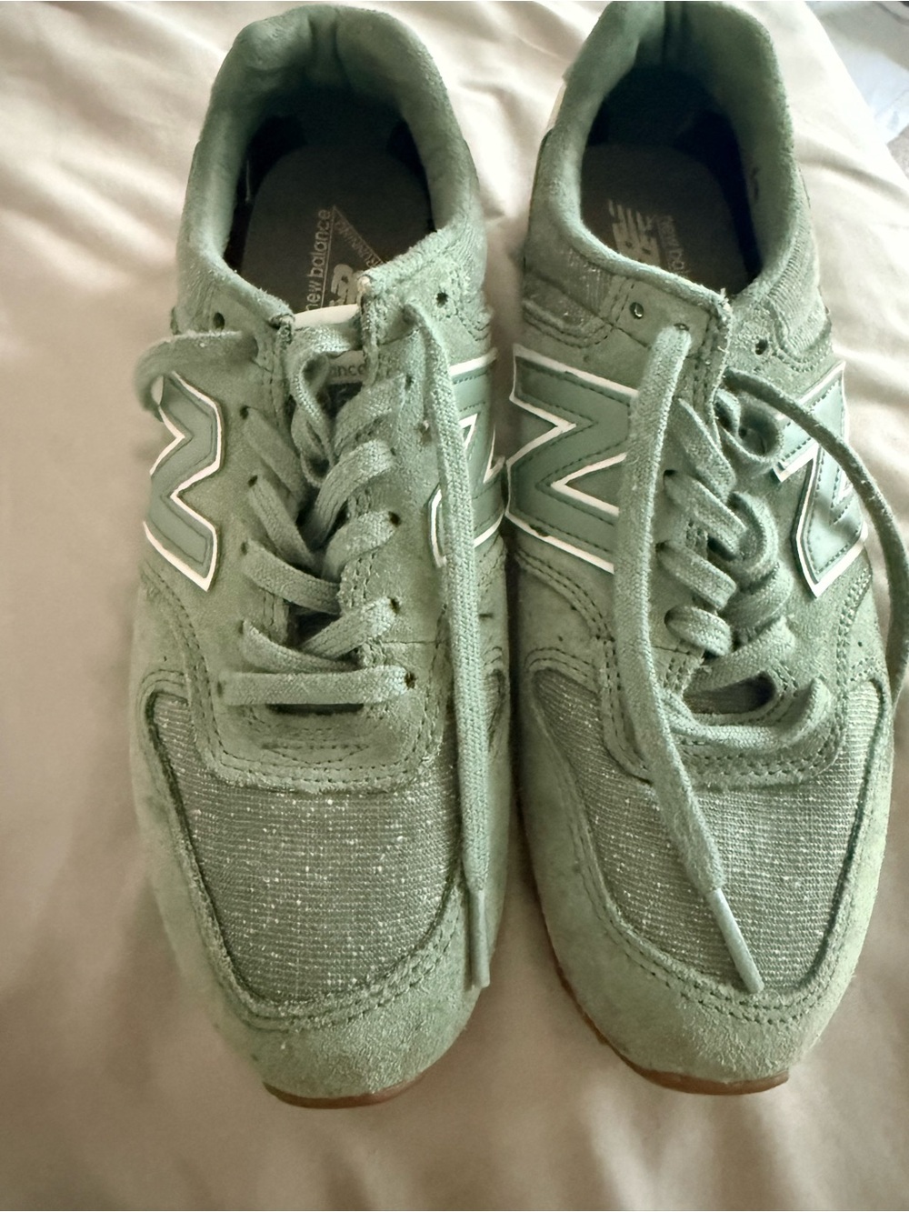 New Balance Green Suede Athletic Sneakers